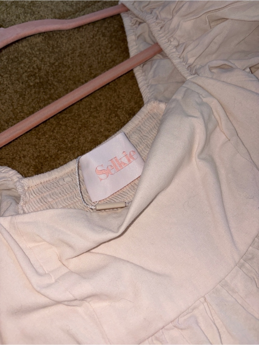 Selkie Blush Pink Square Neck Maxi Dress with Puff Sleeves- never worn - Picture 3 of 6
